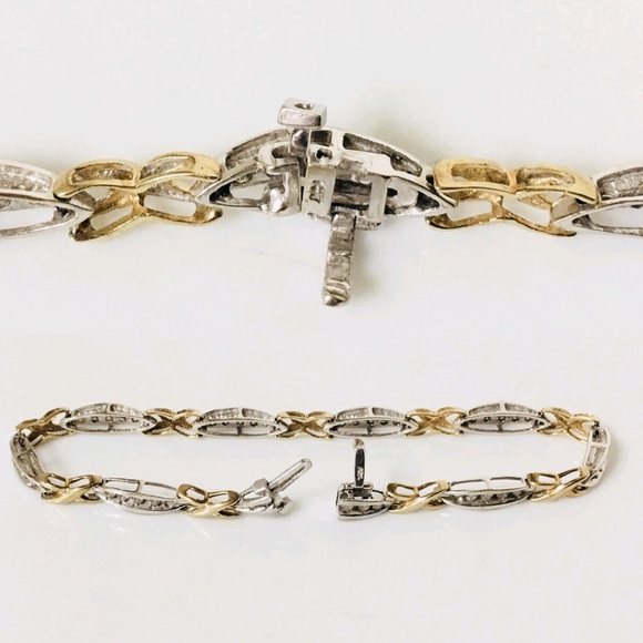 10k Gold 1.0 CTW Diamond X Station Tennis Bracelet - Picture 3 of 8